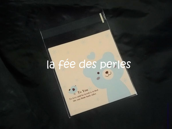 Sachet plastifié ourson rose