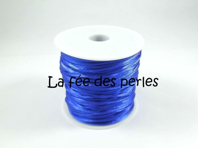 Fil en satin bleu fonc&eacute; 1 mm