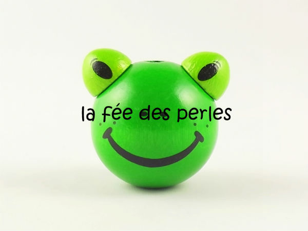 Perle en bois tête de grenouille 3D