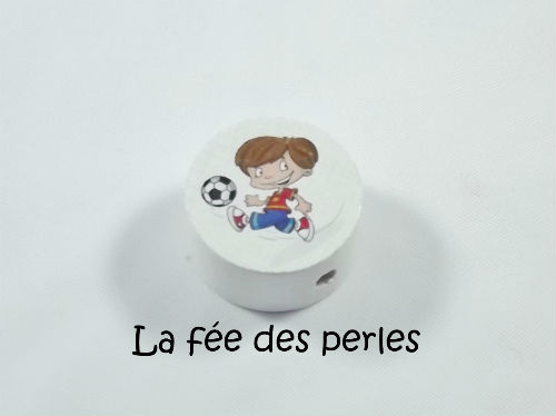 Perle en bois footballeur
